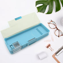 Plastic Multipurpose Compass Box – Double Deck Pencil Case with 2 Compartments & Cartoon Organizer (1 Pc, Mix Design)