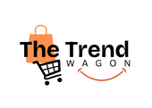 Logo of 'The Trend Wagon' with an orange shopping bag and black cart on a white background
