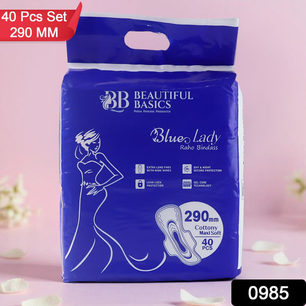 Blue Lady Extra Long Pads With Wides Wings Sanitary Pads – 290 mm, 40-Pack